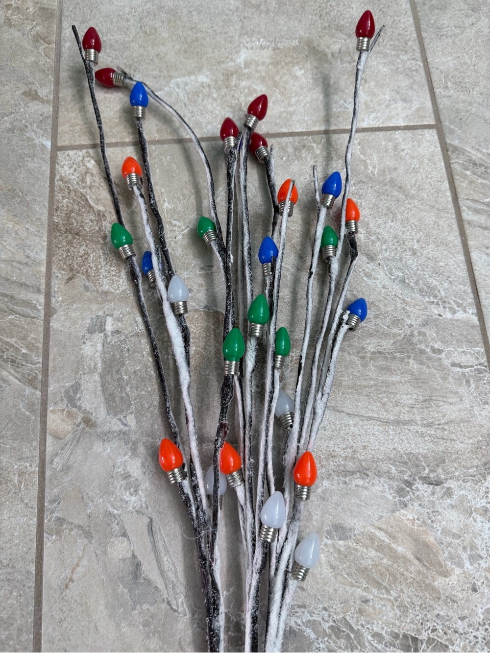 Multicolor Decorative Snow Covered Branches Sticks with Christmas Lights